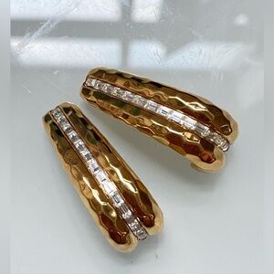 80's VTG ST. JOHN 24k Gold Plated Earring Swarovski Crystals *Rare